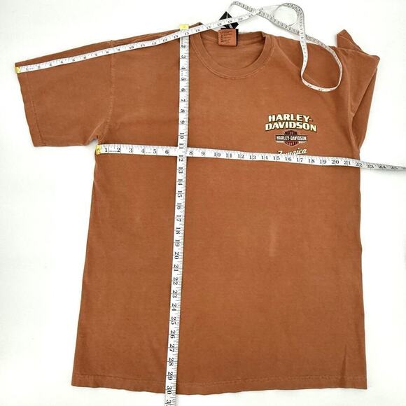 HARLEY DAVIDSON 2014 Orange Jamaica T Shirt Men's Size Large Pin-Up Girl Babe - Picture 9 of 9